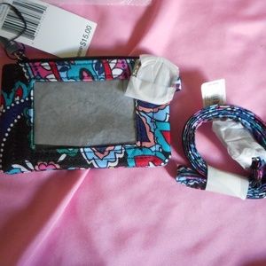 NEW Vera Bradley Lighten Up Zip ID & Lanyard Haymarket Paisley Pattern NWT